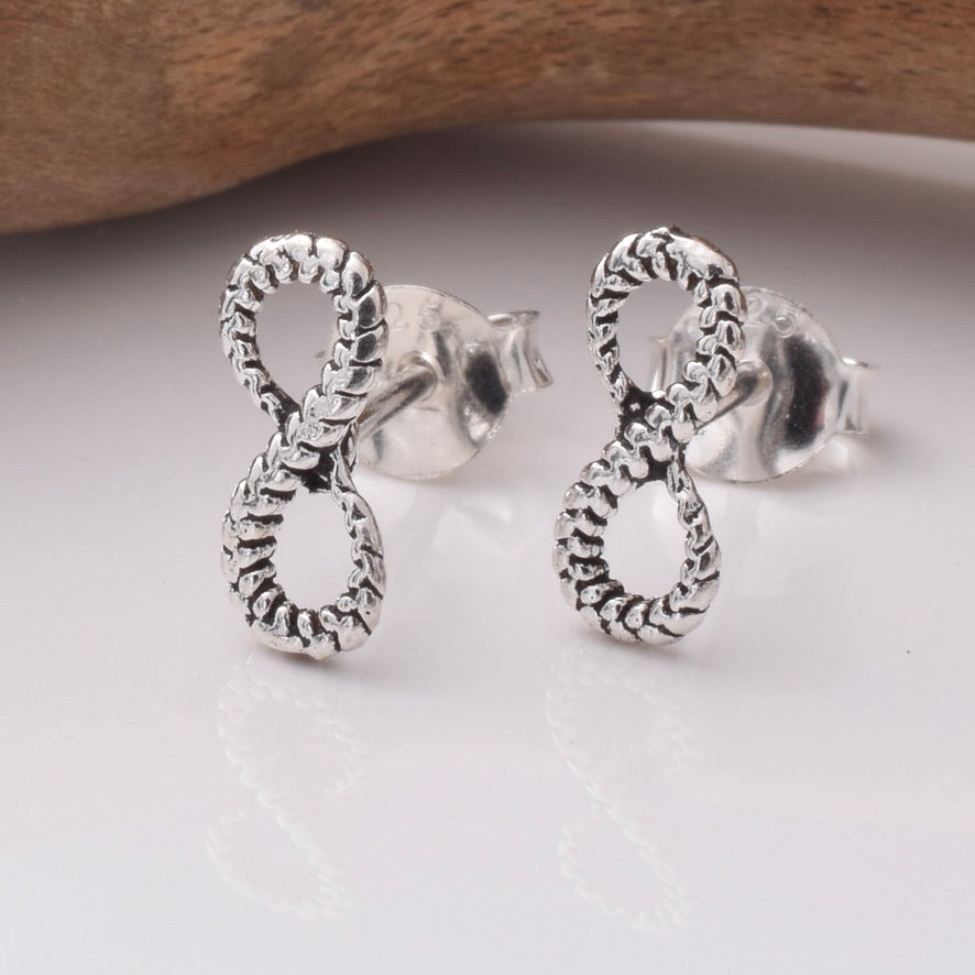 S924 - 925 silver snake infinity stud earrings