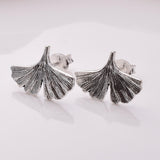 S900 - 925 silver ginkgo leaf stud earrings