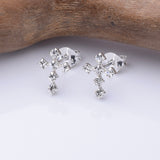 S1074 - 925 silver CZ cross stud earrings