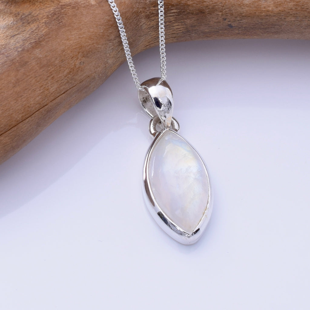 P1356 - 925 silver  moonstone marquis pendant