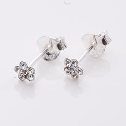 S860 - 925 silver tiny CZ flower stud earrings