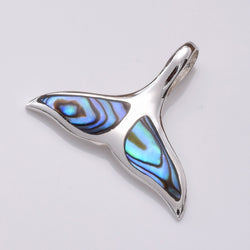 P961 - 925 Silver and abalone whale tail pendant