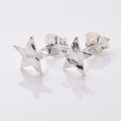 S873 - 925 Silver small hammered star stud earrings