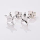 S873 - 925 Silver small hammered star stud earrings