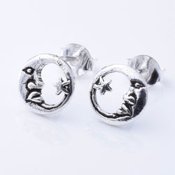 S979 - 925 silver moon and star stud earrings