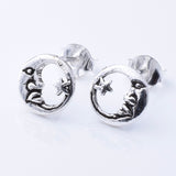 S979 - 925 silver moon and star stud earrings