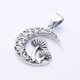 P1327 - 925 silver crescent moon and toadstools pendant