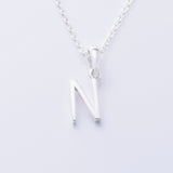 P1335 - N 925 silver initial pendant - N