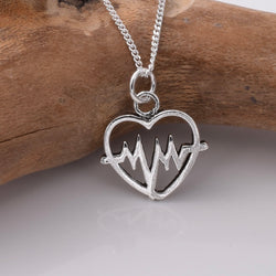 P975 - 925 silver Heart shape heartbeat pendant