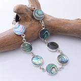B067 - 925 silver abalone round bead bracelet