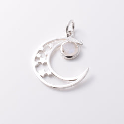 P1027 - 925 silver and moonstone crescent pendant