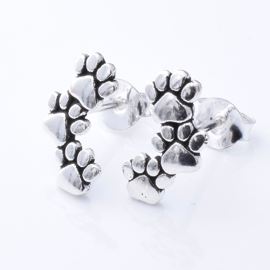 S990 - 925 silver triple paw stud earrings