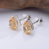 S1079 - 925 silver citrine clawset teardropstud earrings
