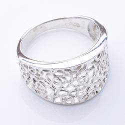 R354 - 925 silver filigree wide band ring