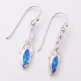 E892 - 925 silver lab grown opal crossover marquis earrings