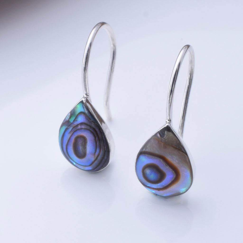 E916 - 925 silver abalone teardrop earrings