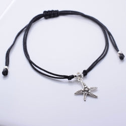 B064 - 925 silver starfish and wax cord bracelet