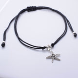 B064 - 925 silver starfish and wax cord bracelet
