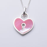 P1248- 925 silver pink mother of pearl heart keyhole pendant