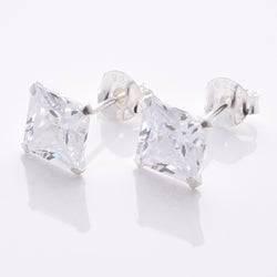 S780 - 925 silver 6mm CZ square stud earrings