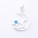 P1315 - 925 silver Imm opal crescent moon pendant