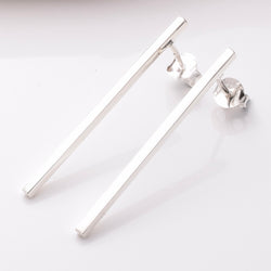 S891 - 925 silver long bar stud earrings