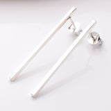 S891 - 925 silver long bar stud earrings