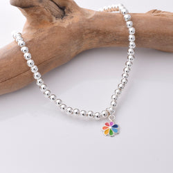 B031 - 925 silver bead and rainbow flower charm
