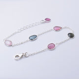 B075 - 925 silver and turmaline link bracelet