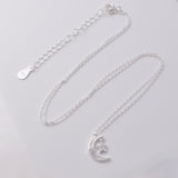 P1015 - 925 silver CZ crescent moon necklace