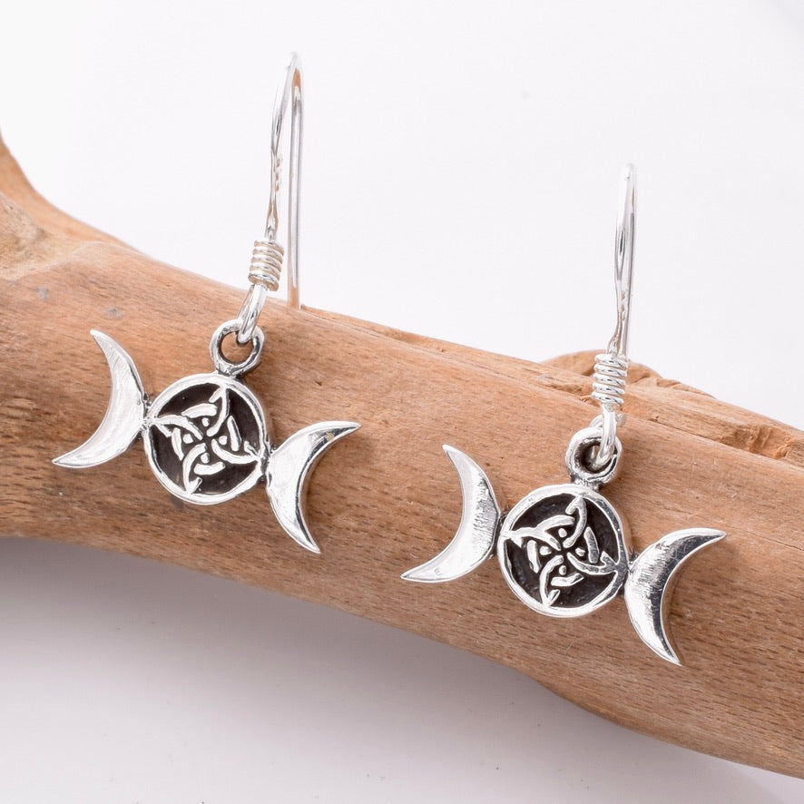 E795 - 925 silver triple moon knot earrings