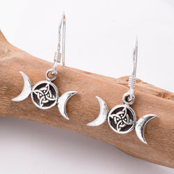 E795 - 925 silver triple moon knot earrings