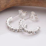 S858 - 925 silver CZ 10mm creole stud earrings