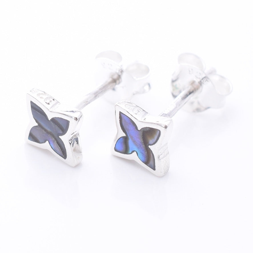 S1075 - 925 silver abalone star stud earrings