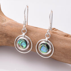 E790 - 925 silver abalone disc and hoop earrings