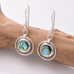 E790 - 925 silver abalone disc and hoop earrings