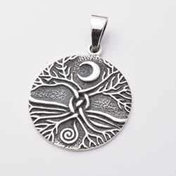 P1051 - 925 silver tree and moon pendant