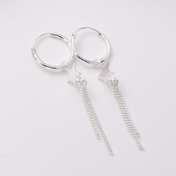 E797 - 925 silver hoop star earrings