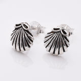 S850 - 925 silver scallop seashell stud earrings