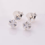S917 - 925 silver 4mm flower CZ stud earrings