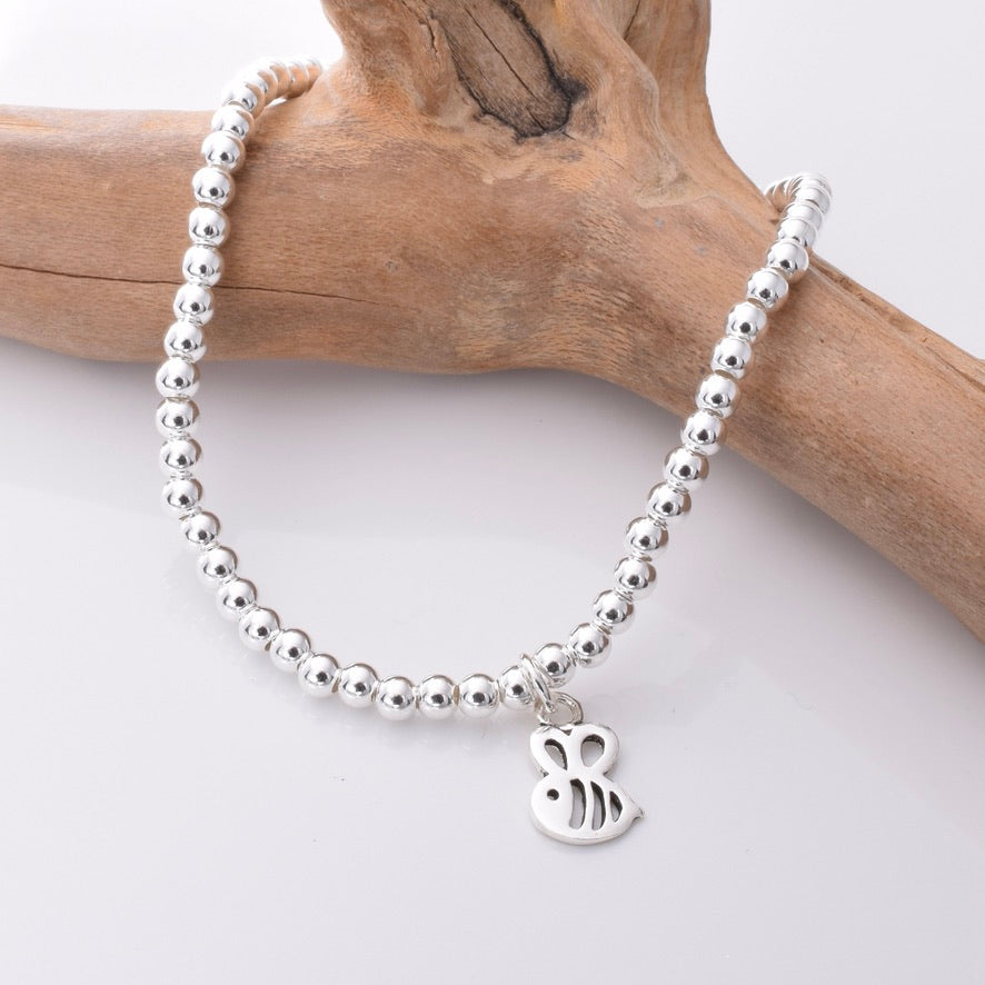 B030 - 925 silver bead and bee charm