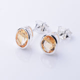S1065 - 925 silver citrine oval facet stud earrings
