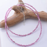 N014 - 925 silver pink tourmaline 2mm faceted necklace