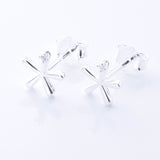 S1038 - 925 silver flower with CZ stone stud earrings