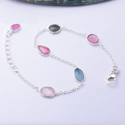 B075 - 925 silver and turmaline link bracelet