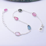 B075 - 925 silver and turmaline link bracelet
