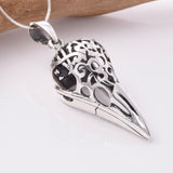 P999 - 925 silver raven skull pendant