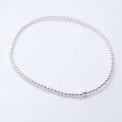 B065 - 925 silver elasticated 2mm bead bracelet 17cm