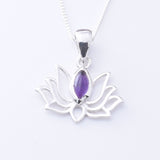 P1354 - 925 silver  small lotus flower AM pendant