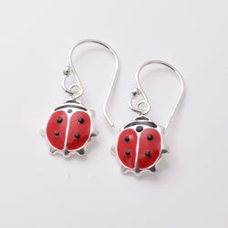 E828 - 925 silver red ladybug earrings
